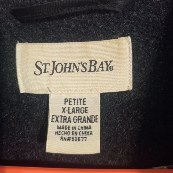 St. John's Bay PXL Petite XL Black Pea Coat Double Breasted Wool Blend Warm Jack - Picture 6 of 13